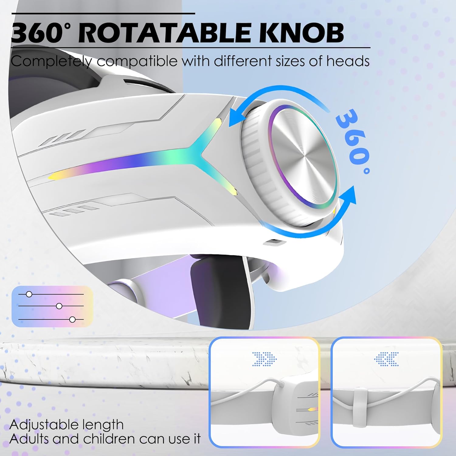 Upgraded 12000mah Battery Head Strap Compatible for Quest 3S, 9V 2A PD Fast Charging Extended Gaming Time with RGB Light Exclusively Designed Accessories for Quest 3s- White