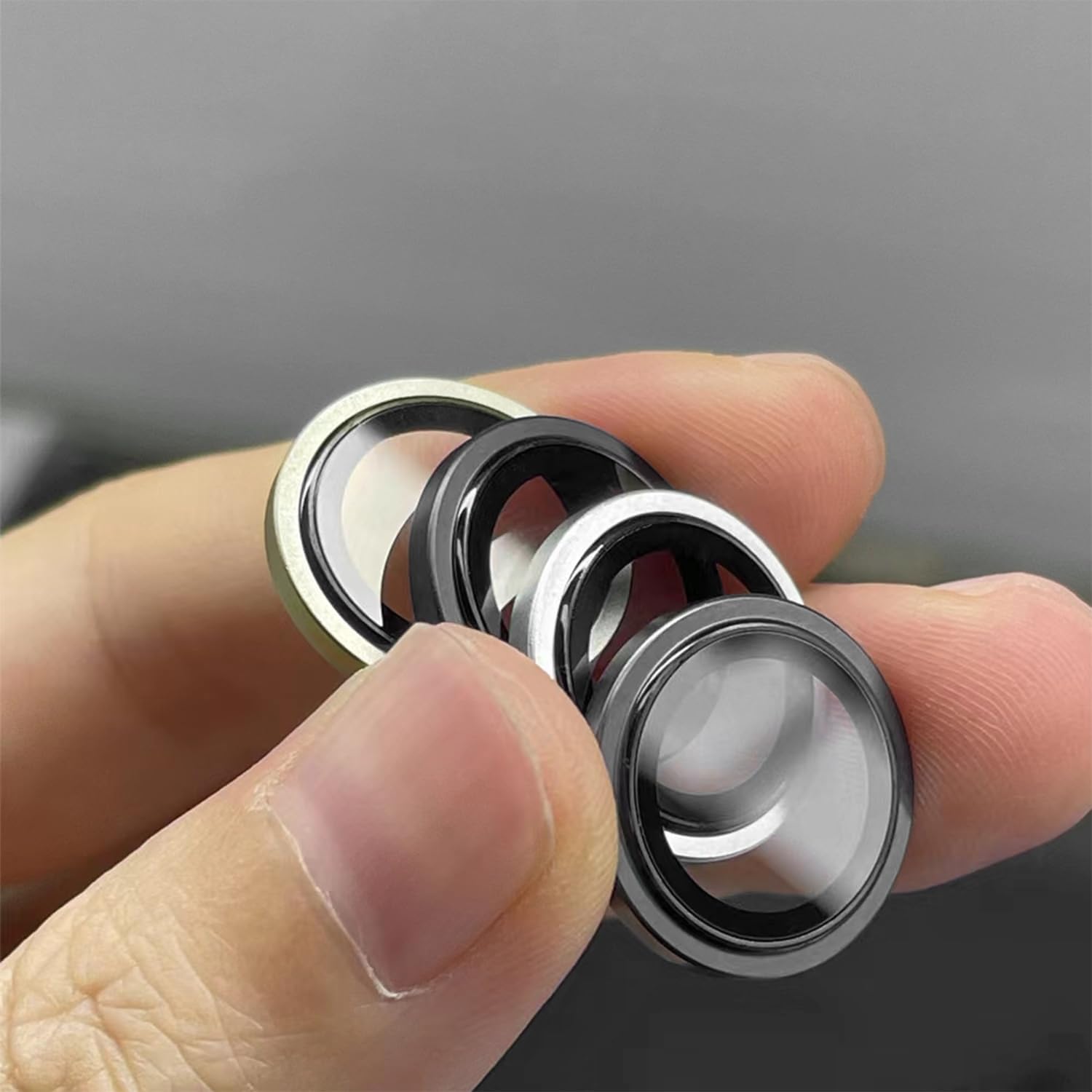 Camera lens protector for iPhone 14 and iPhone 14 Plus, 9H Tempered Glass Camera Screen Cover, Black Metal Individual Ring