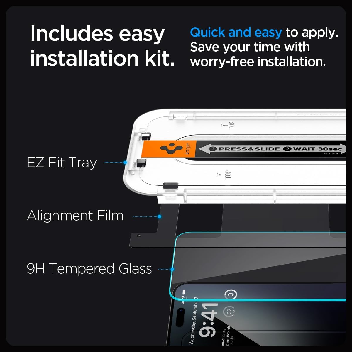 Tempered Glass Screen Protector [GlasTR EZ FIT] Designed for iPhone 15 Pro Max [Case Friendly] - 2 Pack