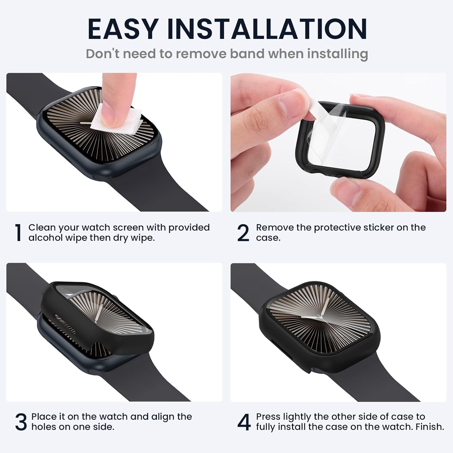 [3 pcs for Apple Watch Screen Protector Series 10 42mm,iWatch Protective Mask,Tempered Glass Film Hard PC Cushion,For Women Men,Ultra-thin Protection