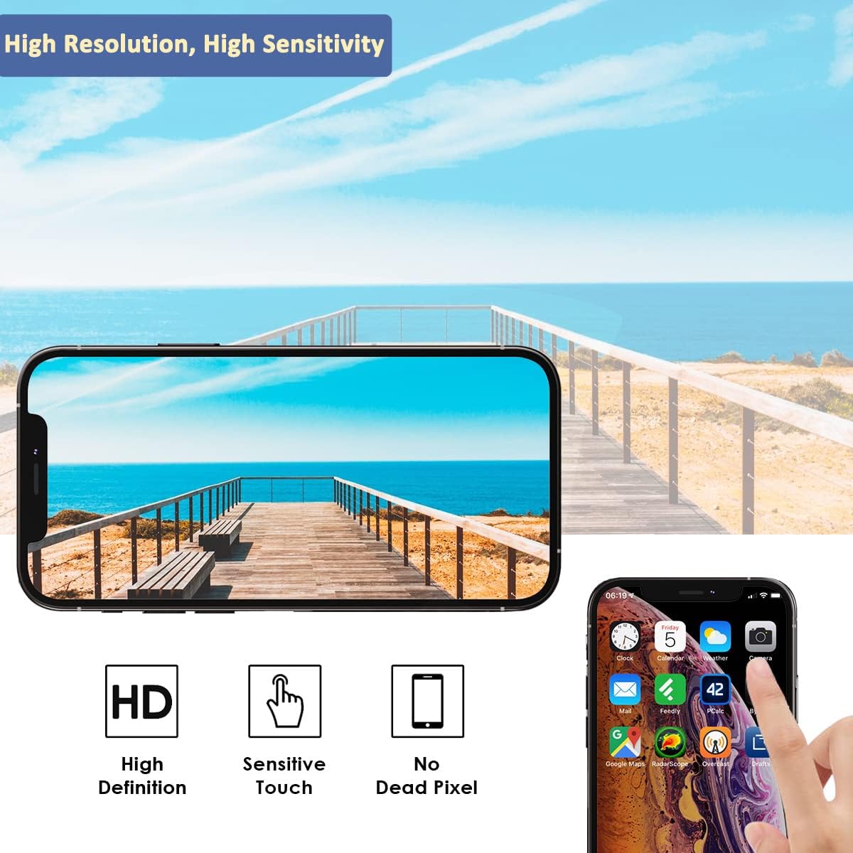 For iPhone 11 Screen Replacement Kit Full HD COF LCD Display 3D Touch Digitizer Frame Fully Assembled with Repair Tools for Models A2111, A223, A221 Black 6.1 Inch