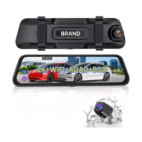 10" Touch 2K+1080P Mirror ADAS DVR