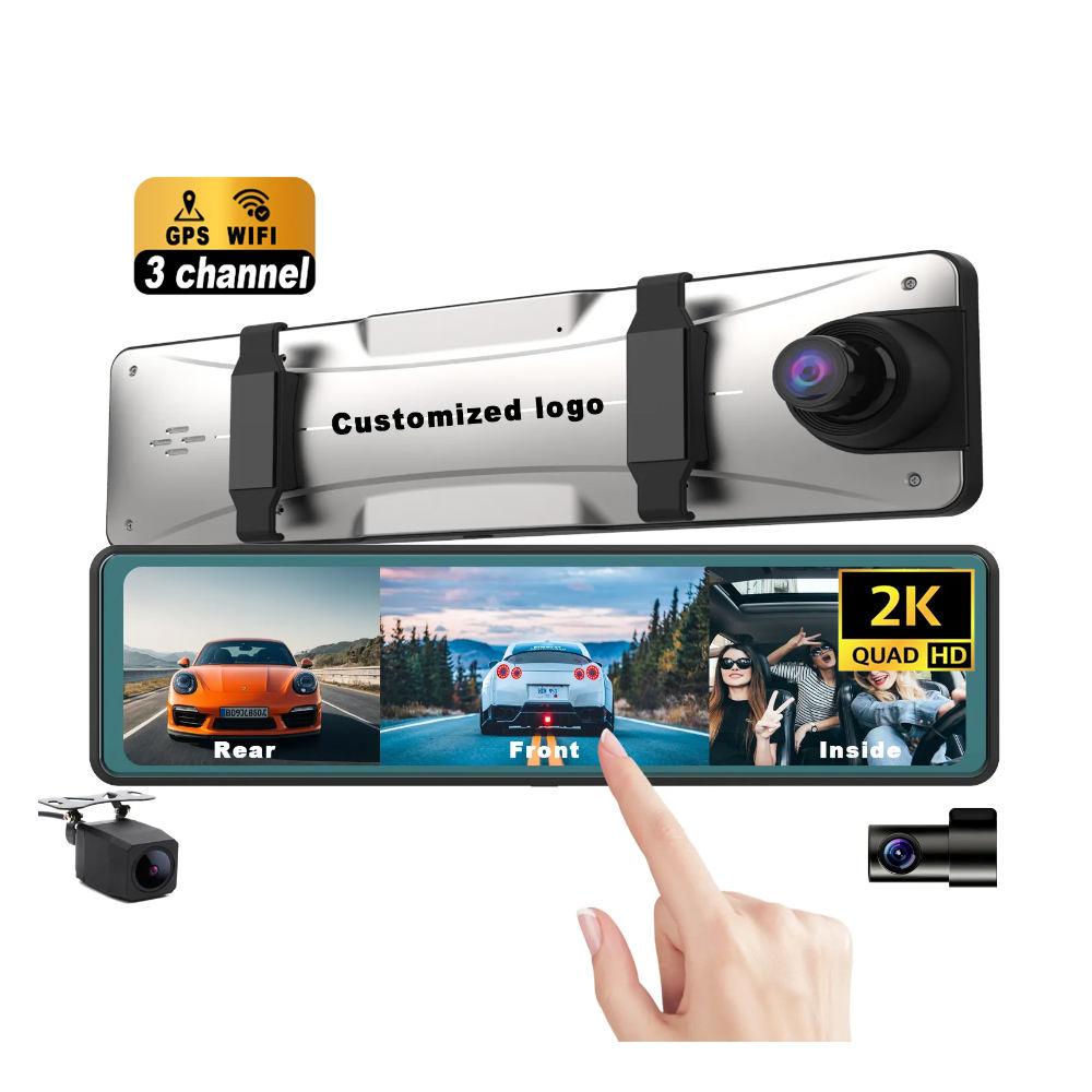 12" 3-CH 2K Touch Mirror Motion DVR