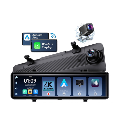 12" 4K CarPlay Mirror Reverse DVR