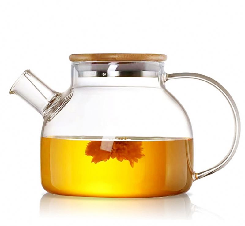 1L Tea Kettle Filter Coil Bamboo Lid Teapot