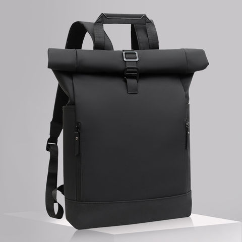 Black Waterproof Roll-Top Backpack