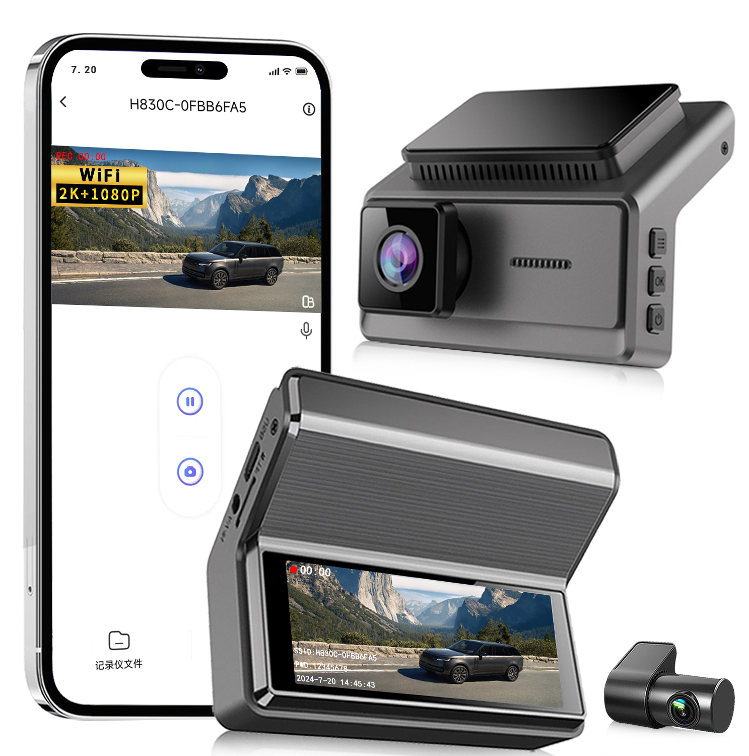 3.16" 2K+1080P WiFi 24H Parking DVR