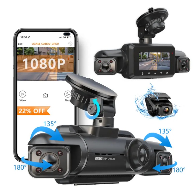 360 degree 1080P 4-Cam WDR IR WiFi GPS DVR
