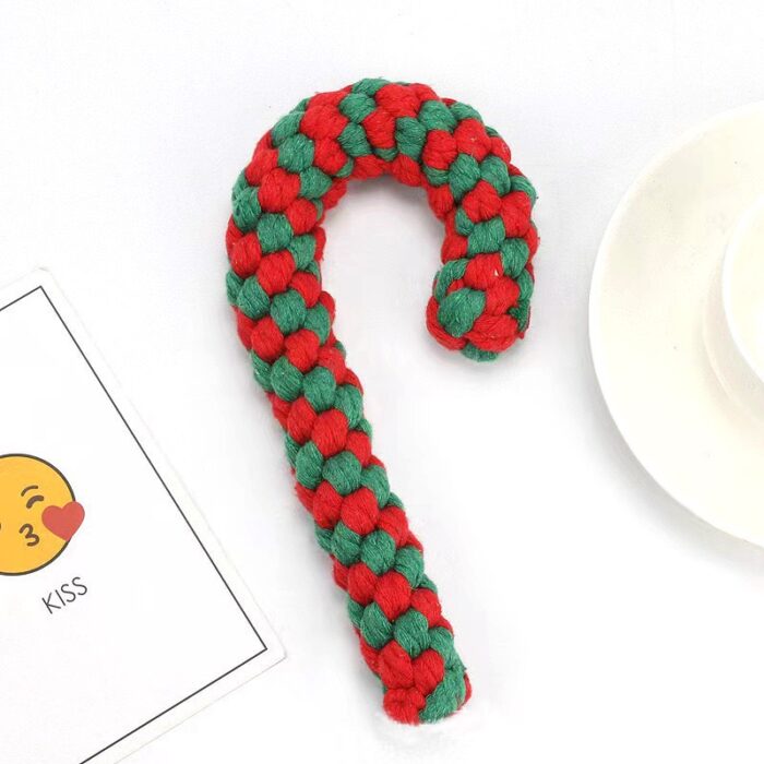 8" Christmas Cane Dog Toy