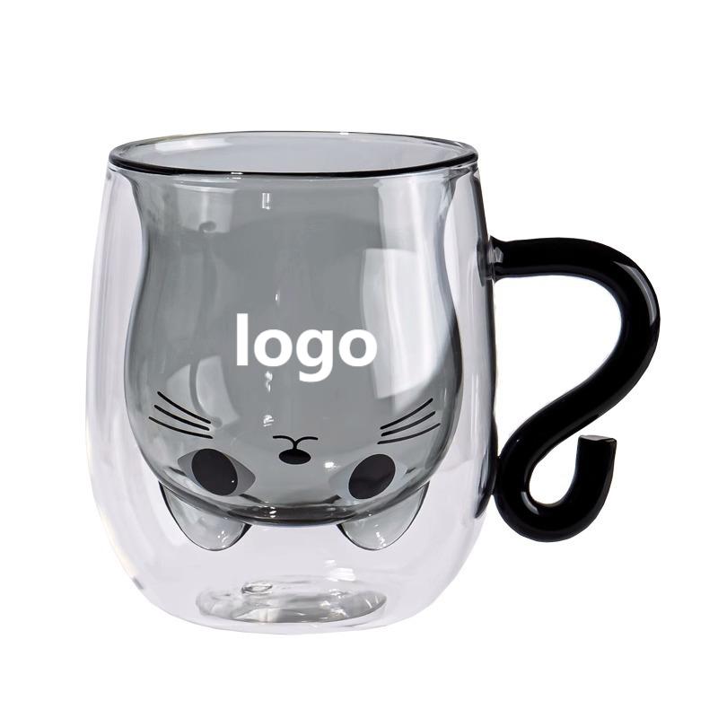 Cartoon Cat Shape Glass Coffee Mug