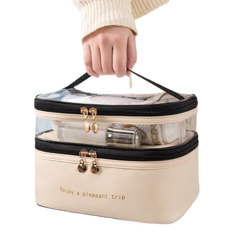 Portable Two Layer Cosmetic Bag