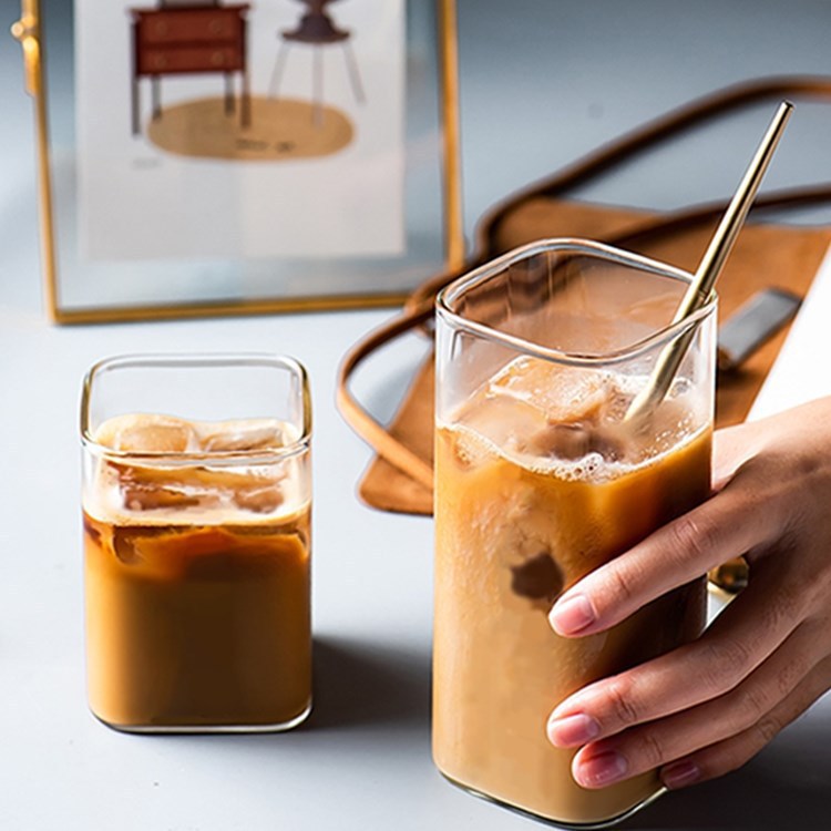 Classic Single Layer Transparent Glass Square Cup