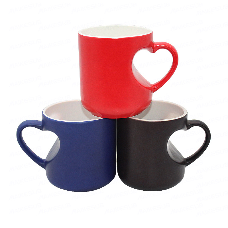 Ceramic Cups Sublimation Matte Valentine Love Heart Handle