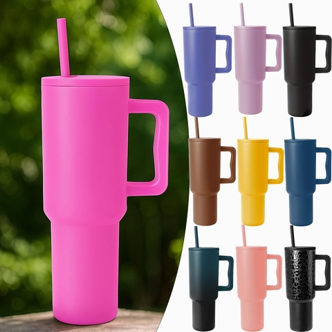 BPA-40oz Stainless Steel Flip Straw Tumbler