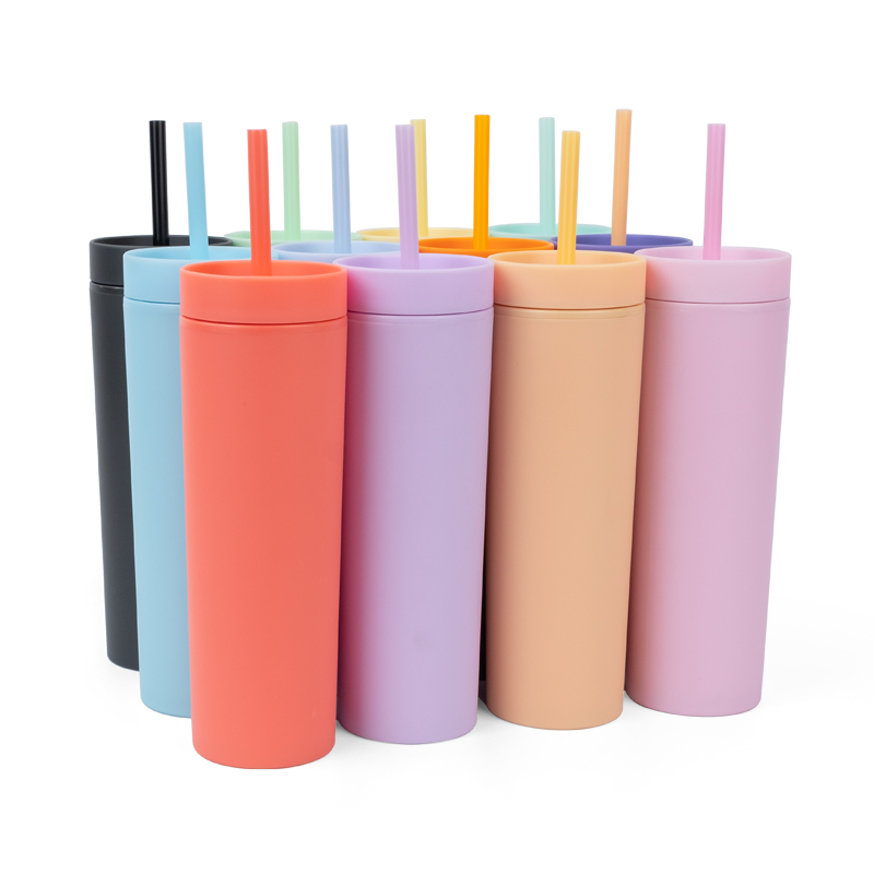 Double Wall Colored Matte Plastic Bottle Acrylic Mug