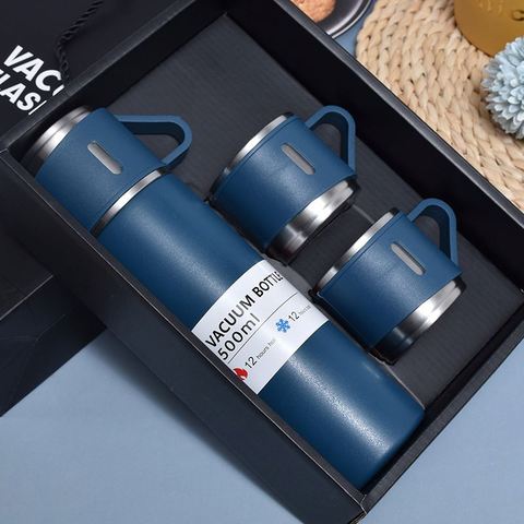 Insulated Thermos Bottle Water Mug Tumbler Set 3 Lids