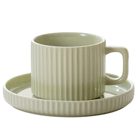 Nordic Stripe Embossed Ceramic Coffee Mugs