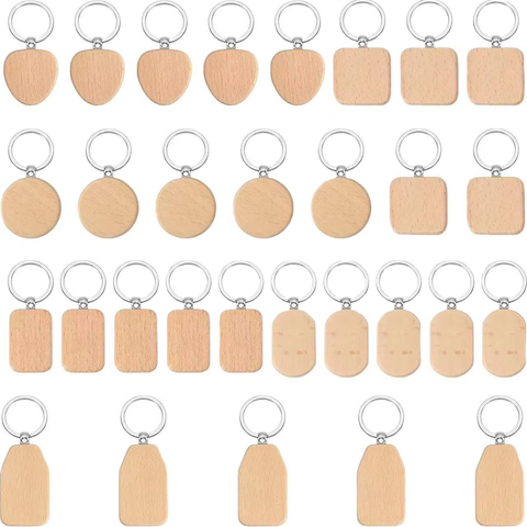 Unfinished Folk Art Wood Keyring
