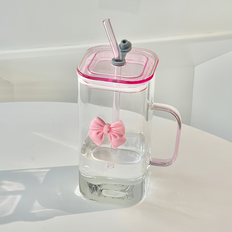 400ml Square Pink Handle Mug