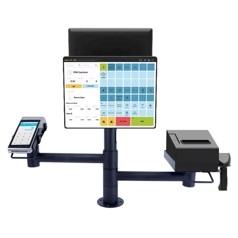 Dual-Screen Swivel Pole POS Mount