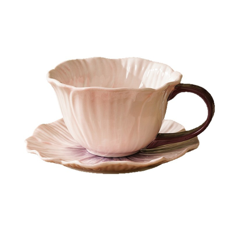 Exquisite Ins Petal Ceramic Coffee Mug Set