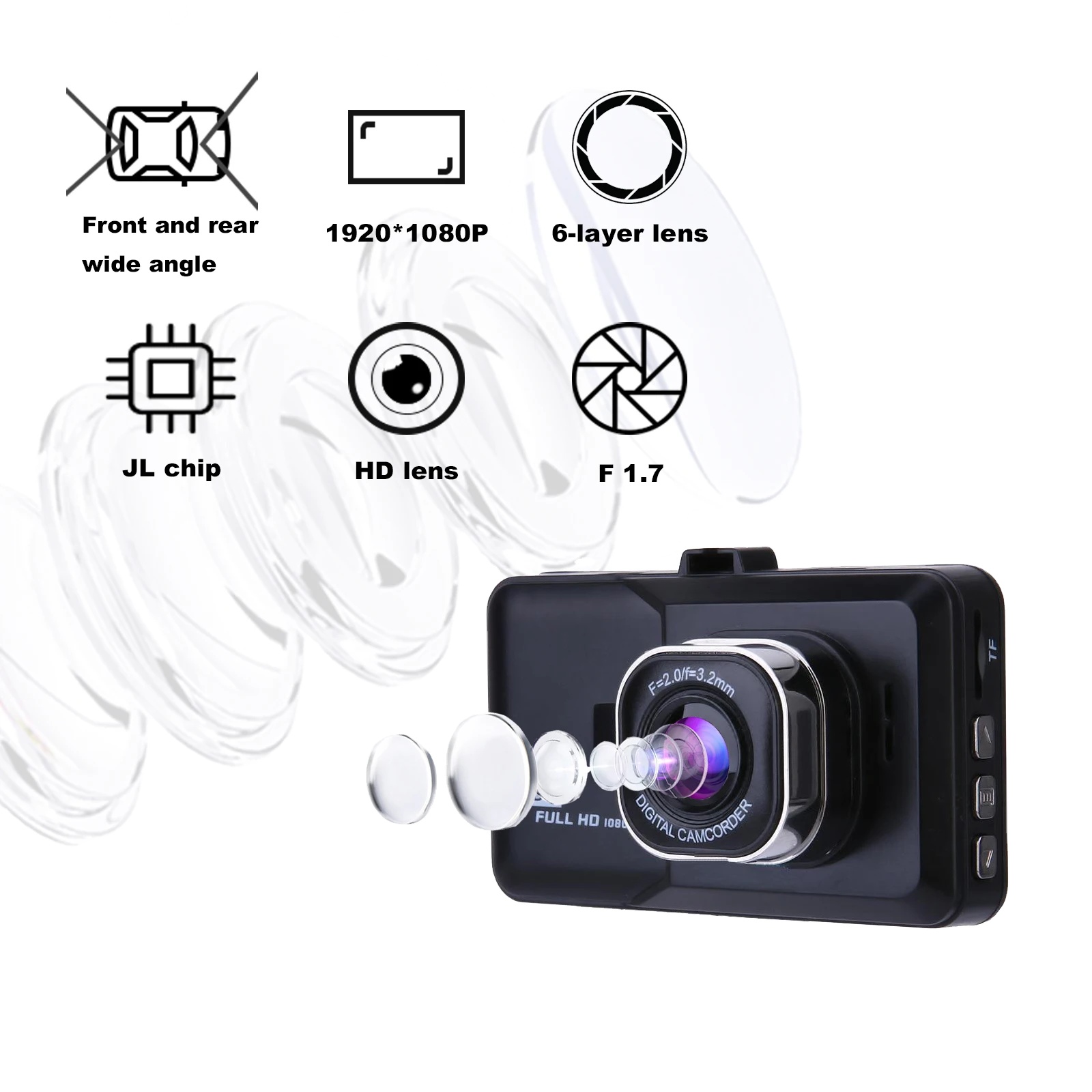 For-Karadar-B300-FHD1080P-3-Inch-Car.jpg B300 Dual 1080P DVR