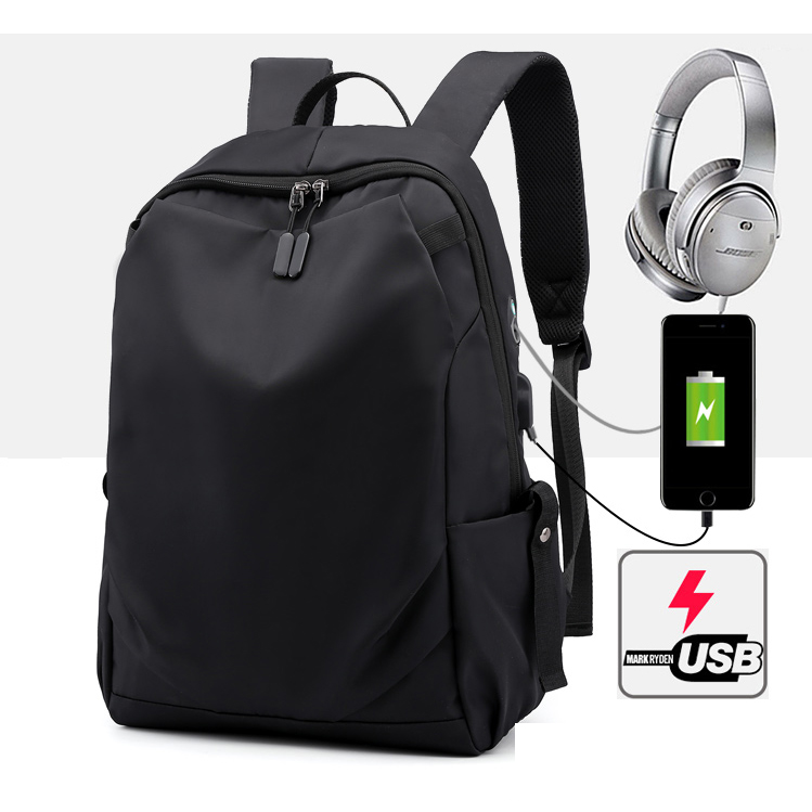 Black Oxford Fabric Hiking Leisure Casual USB Backpack