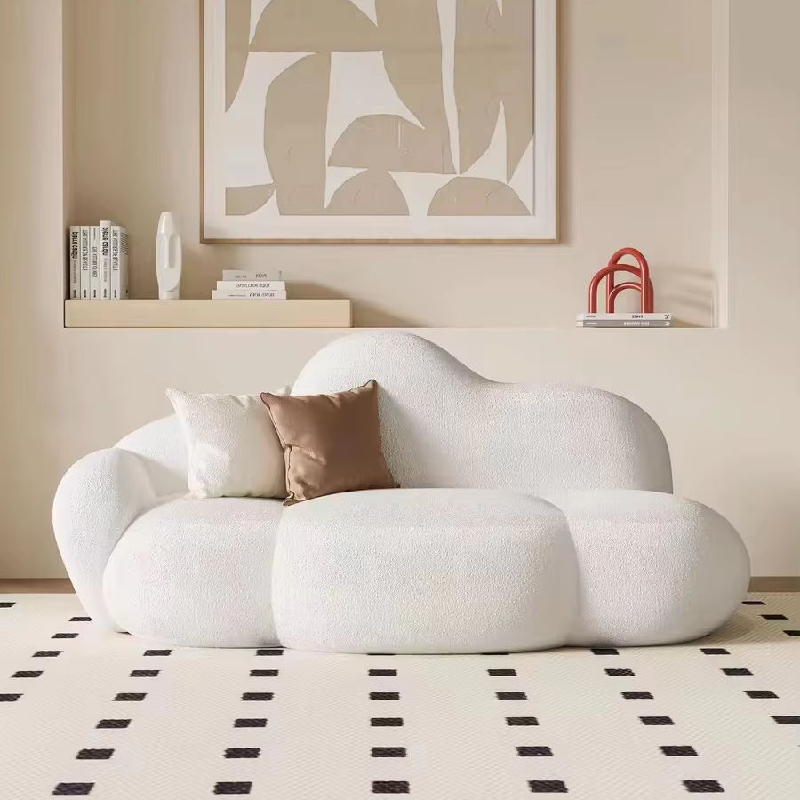 Cloud Sofa Cream Wind Living Room Small Family Lamb Wool Beauty Salon Nail Salon Waiting Area Sofa Chair