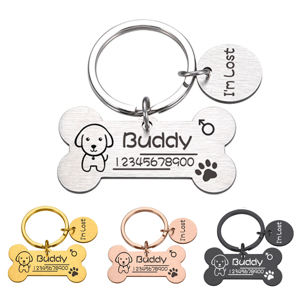 Stainless Steel Pet Name Tag Keychain