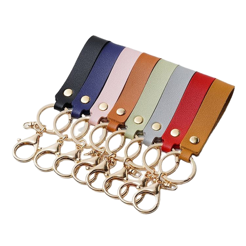 PU Leather Metal Keychain with Strap Colors