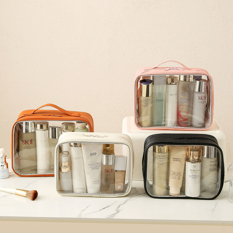 Transparent Pu Leather Cosmetic Bag