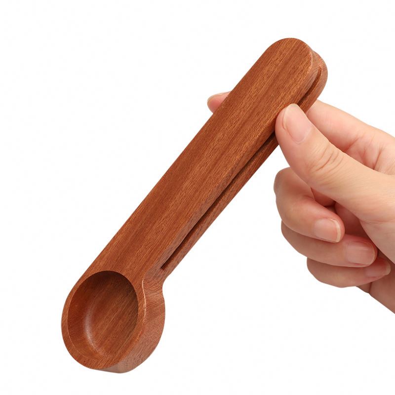 Measuring Scoop Wooden Coffee Bean Measuring Spoon Bag Clip