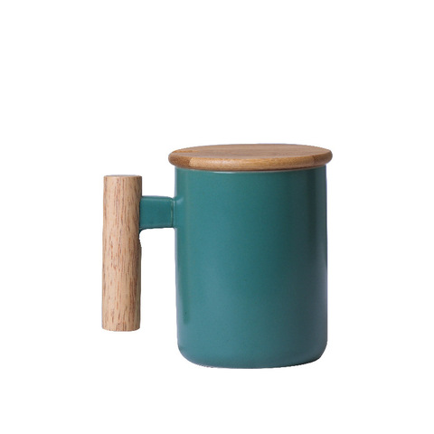 Colored and Wooden Handle Coffee Mug