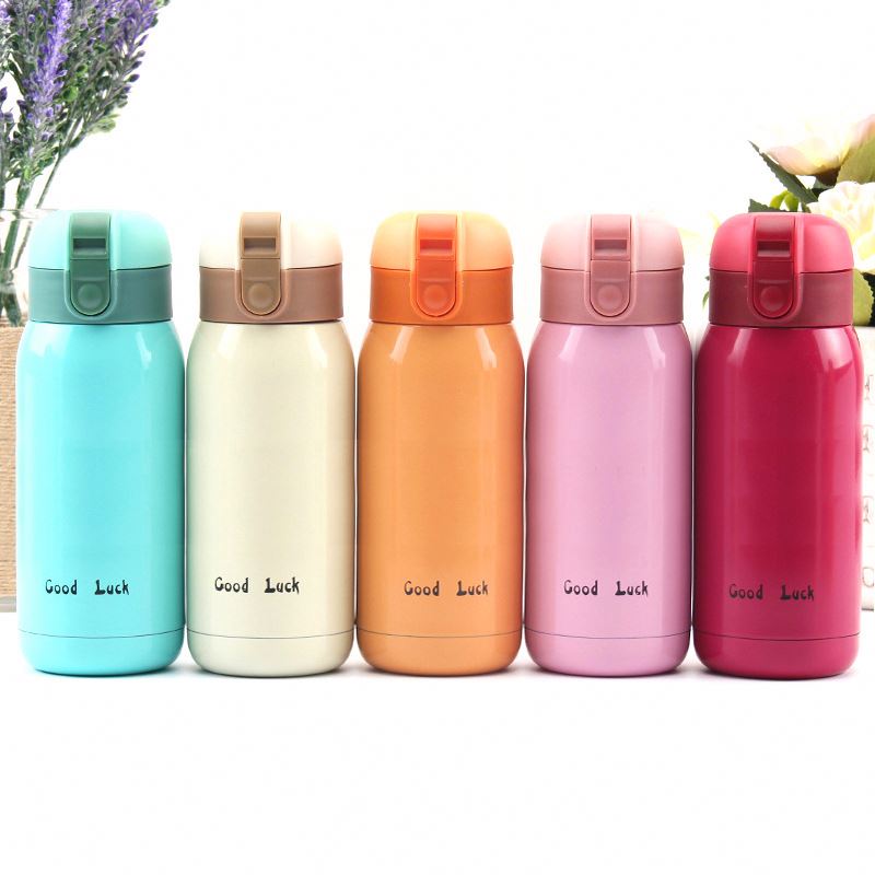 Portable Small Mini Pop-up Lid Vacuum Insulated Stainless Steel Thermos Bottle