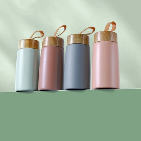 Portable Travel Wood Grain Lid Mug
