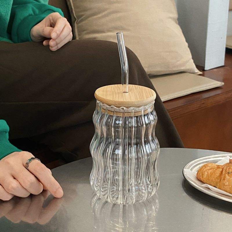 Single Layer Spiral Corrugated Ripple Wave Mug Coffee Glass Cup