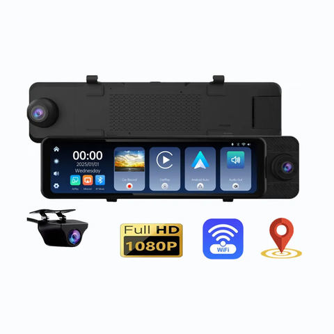 10" Triple 1080P CarPlay/Android Auto Mirror