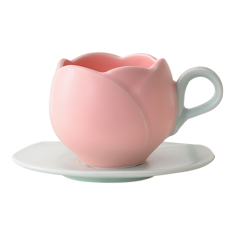 Tytopone Vintage Nordic Tulip Flower Shape Ceramic Mug