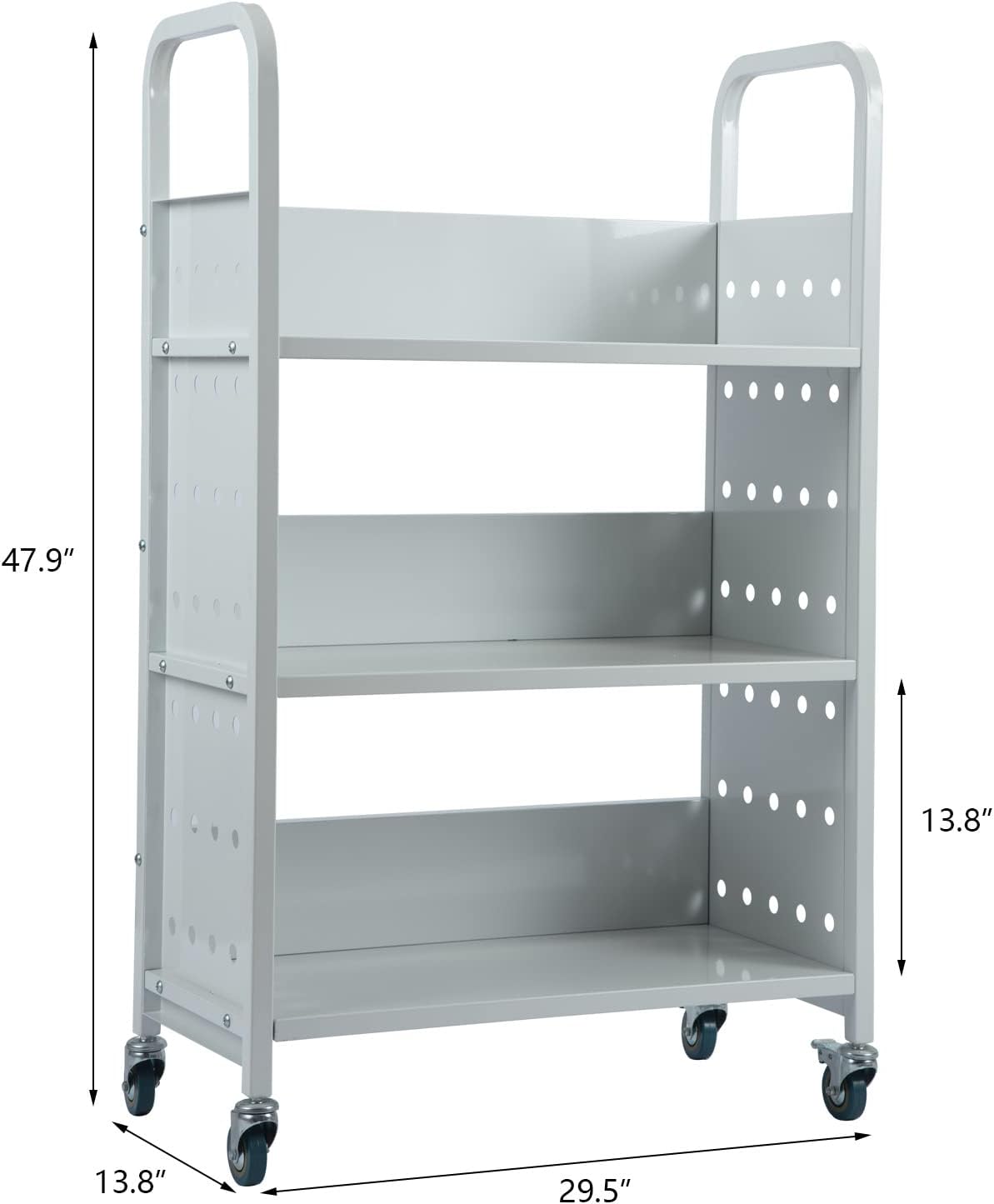 48"*30"*14" Three layer V-shaped Perforated Book Cart (Silent Wheel)