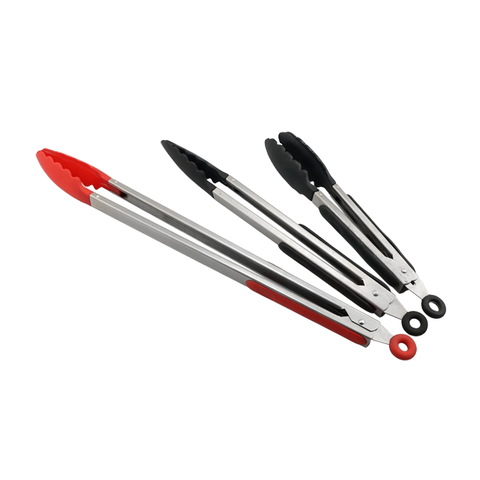 10 12 14" Steel Tong Silicone Tip