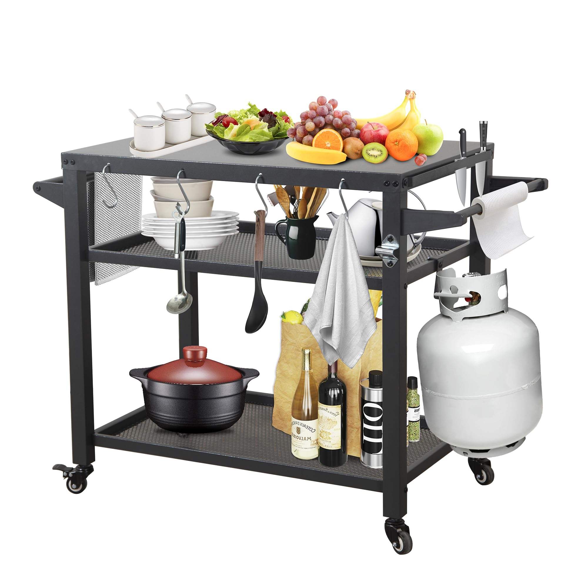 107x55 cm Trolley Grill 3 Shelves