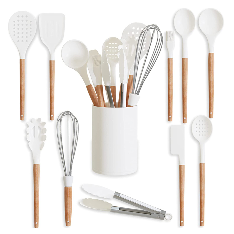 12 Pcs White Whisk & Brush Silicone Set