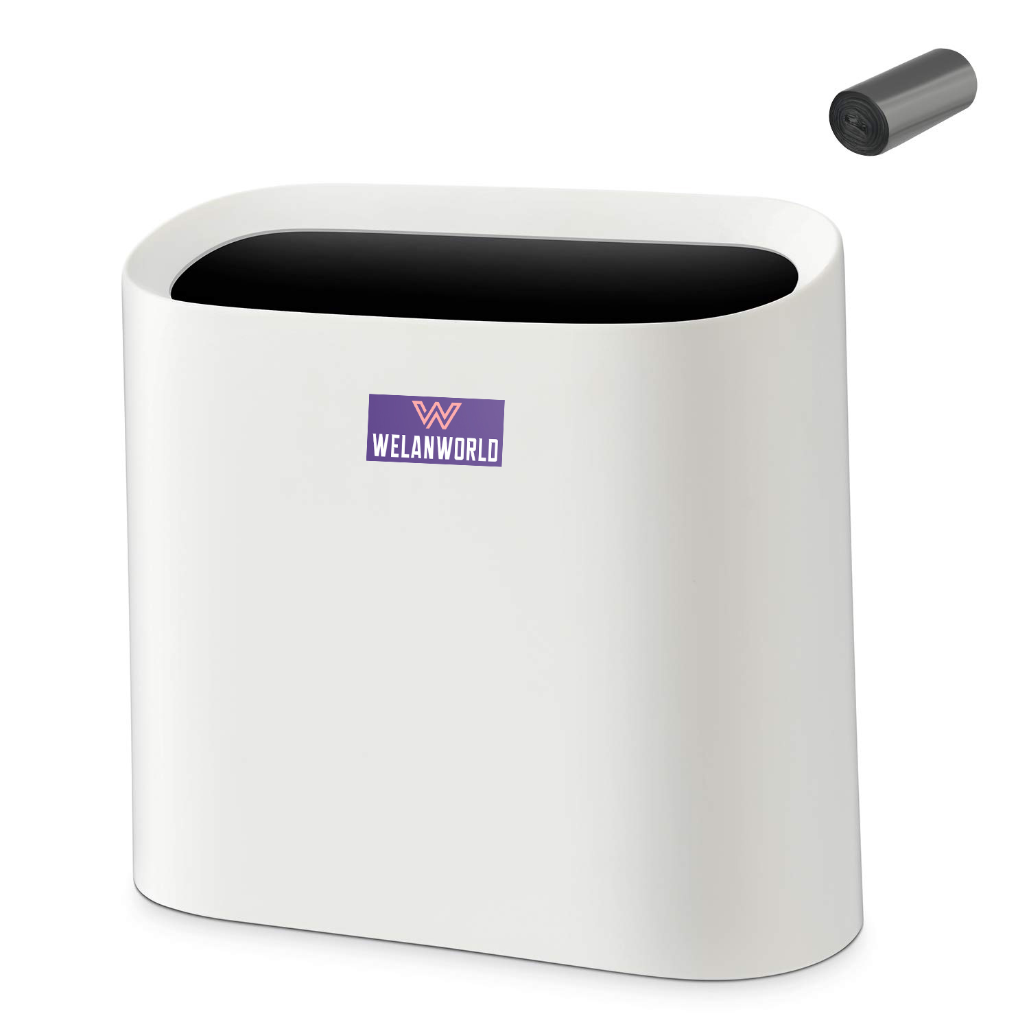 12L White Ultra Slim Bathroom Garbage Can