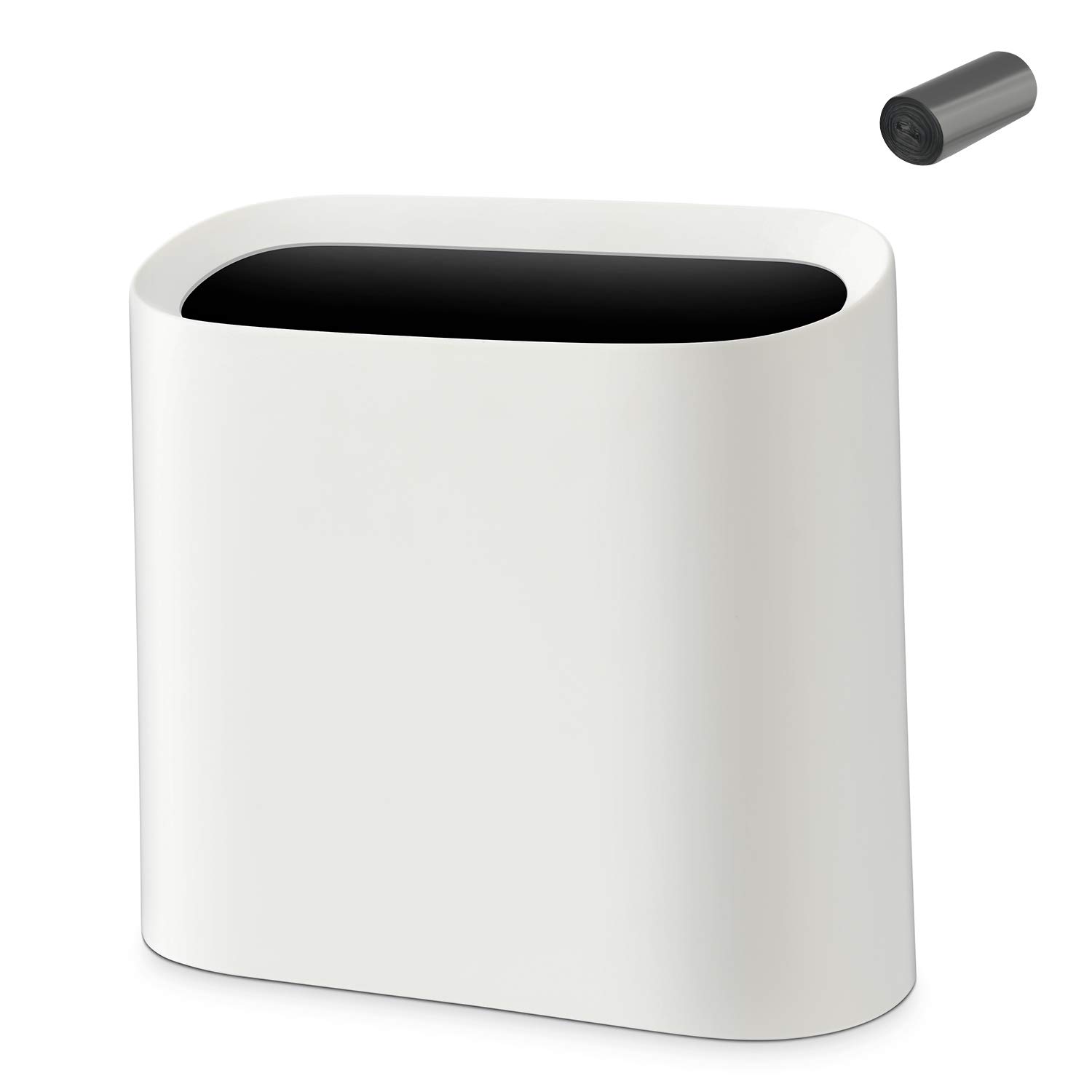 12L White Slim Rectangular Garbage Can