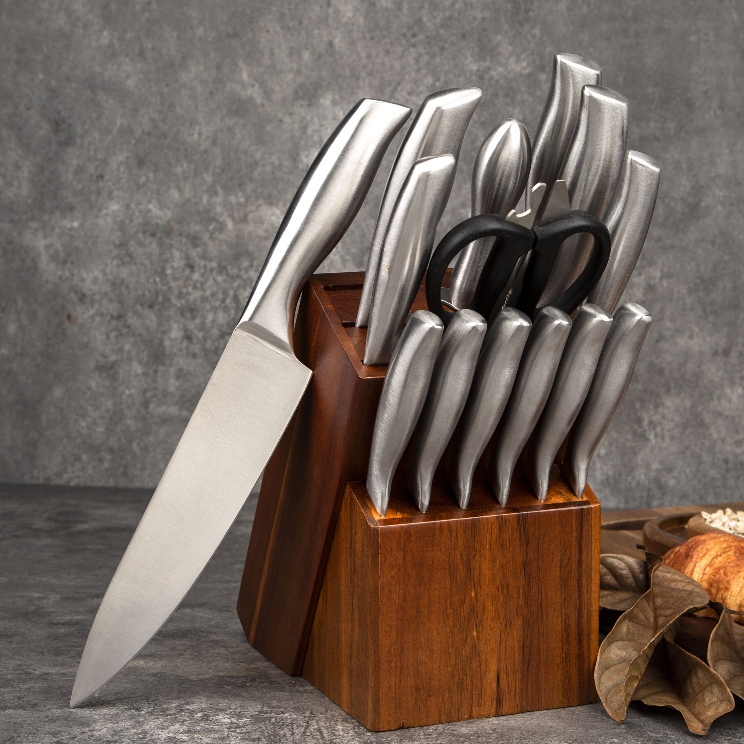 14pc Stainless Steel Knife Set Sharp Scissor Holder