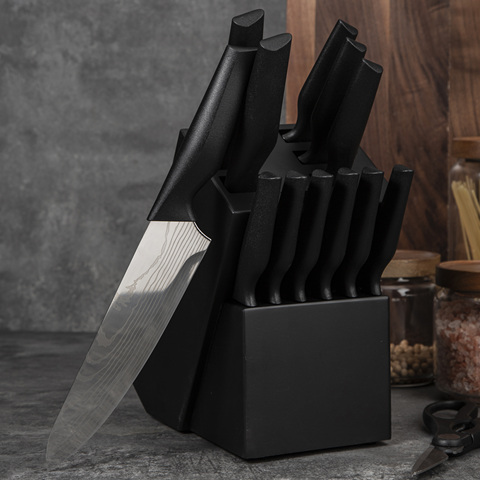 14pc Self-Sharpening Stainless Steel Knife Set Plastic Block