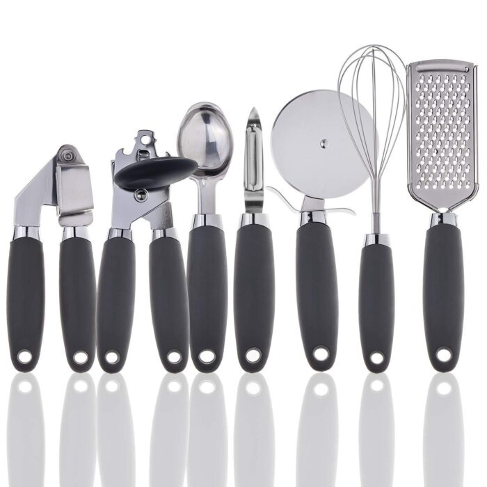 7pcs Gold Steel Utensil Set Plastic Handle