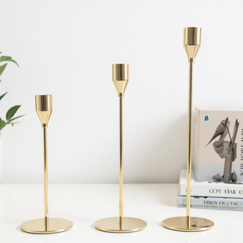 3 Piece Gold Nordic Candle Holder Set