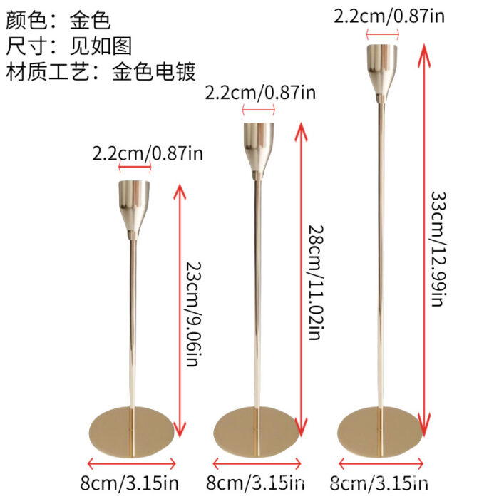 3 Piece Gold Nordic Candle Holder Set