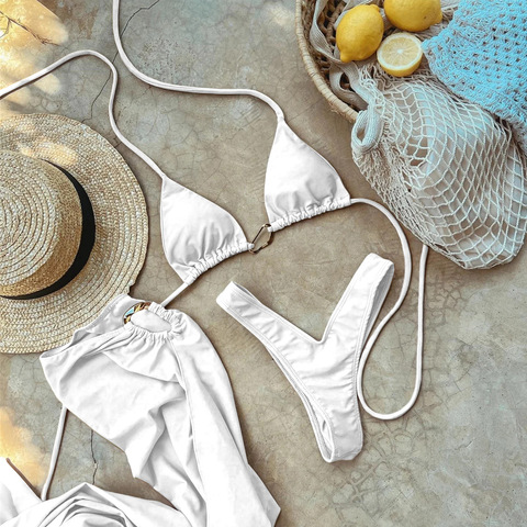 Metal Buckle Bikini 3 Piece